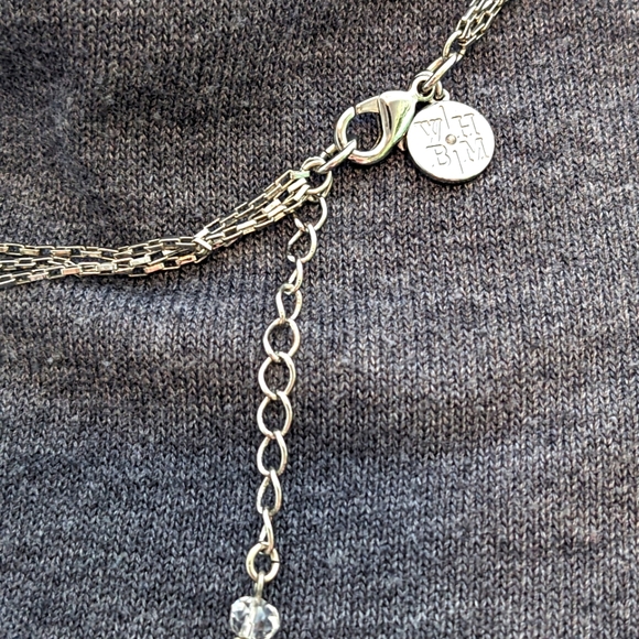 White House Black Market, Two-tone, Chevron, Rhinestone, Adjustable Necklace - Picture 4 of 5